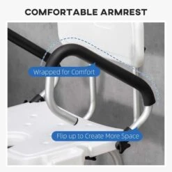 HOMCOM Height Adjustable Shower Chair For Elderly With Back Flipped Arms & Suction Foot Pads - White - 713-117V00WT 10 HOMCOM Height Adjustable Shower Chair For Elderly With Back Flipped Arms & Suction Foot Pads - White - 713-117V00WT -Bliss Bath Shop h o 713 117v00wt homcom adjustable shower chair armrest