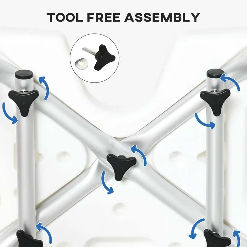 HOMCOM Height Adjustable Shower Chair For Elderly With Back Flipped Arms & Suction Foot Pads - White - 713-117V00WT 6 HOMCOM Height Adjustable Shower Chair For Elderly With Back Flipped Arms & Suction Foot Pads - White - 713-117V00WT - Image 4