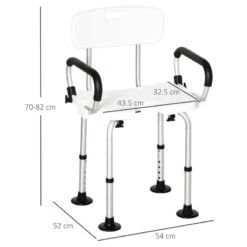 HOMCOM Height Adjustable Shower Chair For Elderly With Back Flipped Arms & Suction Foot Pads - White - 713-117V00WT 12 HOMCOM Height Adjustable Shower Chair For Elderly With Back Flipped Arms & Suction Foot Pads - White - 713-117V00WT -Bliss Bath Shop h o 713 117v00wt homcom adjustable shower chair dimensions