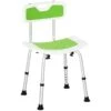 HOMCOM 6-Level Adjustable Curved Shower Chair For Elderly With Anti-slip Foot Pads - Green & White - 713-118V00GN -Bliss Bath Shop h o 713 118v00gn homcom curved shower bath chair clean