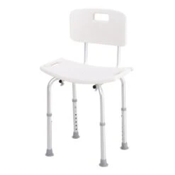 HOMCOM Adjustable Bath Shower Chair For Elderly With Drainage Holes & Suction Pads - Cream White - 72-0008