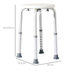 HOMCOM Adjustable Non-Slip Shower And Bath Stool For Elderly - Cream White - 72-0011 -Bliss Bath Shop h o 72 0011 homcom adjustable non slip bath seat dimensions
