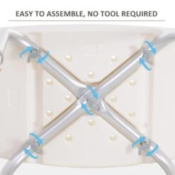 HOMCOM Rectangular Adjustable Portable Non-Slip Bathroom Stool For Elderly - White - 72-0012 -Bliss Bath Shop h o 72 0012 homcom bath stool for elderly assembly