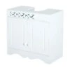 HOMCOM Bathroom Under Sink Wooden Storage Cabinet Vanity Unit With 2 Doors - White - 834-116 -Bliss Bath Shop h o 834 116 homcom under sink wooden cabinet clean