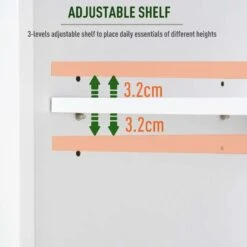 HOMCOM Tall Freestanding Bathroom Cabinet With Retro Shutters & 3 Compartments - White - 834-202 -Bliss Bath Shop h o 834 202 homcom bathroom storage cabinet adjustable