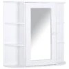 HOMCOM Wall Mounted 2-tier Bathroom Cabinet With Mirror & Single Door - White - 834-203 1 HOMCOM Wall Mounted 2-tier Bathroom Cabinet With Mirror & Single Door - White - 834-203 -Bliss Bath Shop h o 834 203 homcom bathroom cabinet with mirror clean
