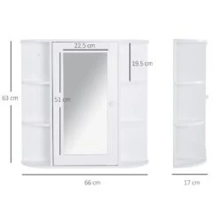 HOMCOM Wall Mounted 2-tier Bathroom Cabinet With Mirror & Single Door - White - 834-203 -Bliss Bath Shop h o 834 203 homcom bathroom cabinet with mirror dimensions