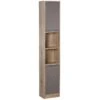 HOMCOM Freestanding Anti-Tipping Bathroom Storage Cabinet With 2 Cupboards 30L X 24W X 170H Cm - Grey & Brown - 834-240 -Bliss Bath Shop h o 834 240 homcom bathroom storage cabinet clean