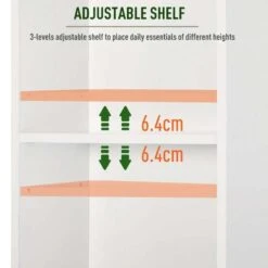 HOMCOM Freestanding Tallboy Bathroom Storage Cabinet With 6 Shelves 165H X 34W X 20D Cm - White - 834-242 -Bliss Bath Shop h o 834 242 homcom bathroom storage cabinet adjustable