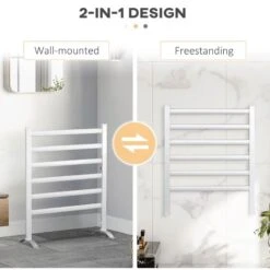 HOMCOM 6 Bar Aluminum Wall Mounted & Free Standing Electric Towel Warmer Rail - Silver - 850-193V70 -Bliss Bath Shop h o 850 193v70 homcom electric towel warmer rail design