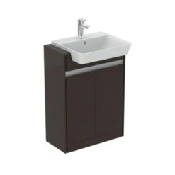 Ideal Standard Connect Air 600mm Floor Standing Semi Countertop Unit With 2 Doors - Matt Dark Brown & Matt White - E0837VY