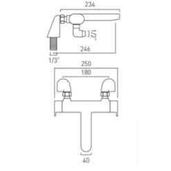 Vado Life Thermostatic Deck Mounted Bath Shower Mixer - Chrome - LIF-131T-CP -Bliss Bath Shop l i lif 131t 2