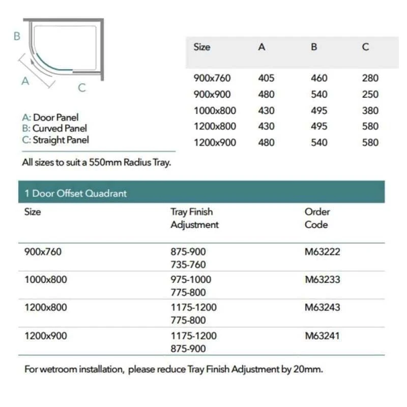 Merlyn 6 Series 1 Door Offset Quadrant Left Hand With Merlyn MStone Tray 1200 X 900mm - MS63241L 5 Merlyn 6 Series 1 Door Offset Quadrant Left Hand With Merlyn MStone Tray 1200 X 900mm - MS63241L - Image 3