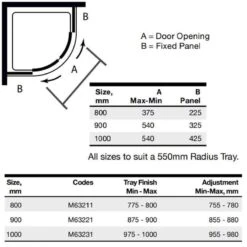 Merlyn 6 Series 2 Door Quadrant Shower Enclosure With Merlyn MStone Tray 800mm - MS63211 7 Merlyn 6 Series 2 Door Quadrant Shower Enclosure With Merlyn MStone Tray 800mm - MS63211 -Bliss Bath Shop m e merlyn 6 series 2 door quadrant ms6 dimensions 4