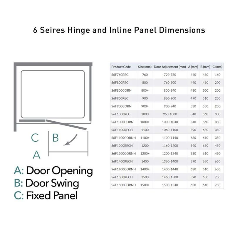 Merlyn 6 Series Frameless Hinge & Inline Recess Shower Door 900mm - S6F900REC 6 Merlyn 6 Series Frameless Hinge & Inline Recess Shower Door 900mm - S6F900REC - Image 4
