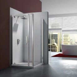 Merlyn 6 Series Pivot Shower Door And Inline Panel - 760/800mm Shower Door 930-1005mm - M61211P2H -Bliss Bath Shop m e merlyn 6 series pivot inline shower door m6 3 2