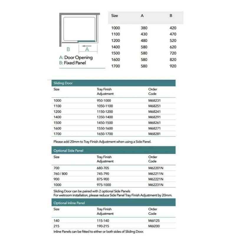 Merlyn 6 Series Sliding Shower Door And Inline Panel - 1500mm Shower Door 1640-1715mm - M68261P2H 7 Merlyn 6 Series Sliding Shower Door And Inline Panel - 1500mm Shower Door 1640-1715mm - M68261P2H - Image 5