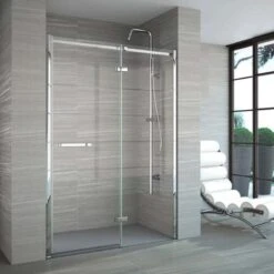 Merlyn 8 Series Frameless Hinge & Inline Recess Shower Door With Tray 1600mm - A0611VHB