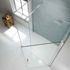 Merlyn 8 Series Frameless Pivot Shower Door & Inline Panel 1700mm - S8FPI1707H -Bliss Bath Shop m e merlyn 8 frameless pivot shower door inline panel s8fp 1 1