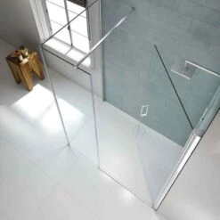 Merlyn 8 Series Frameless Pivot Shower Door & Inline Panel 1700mm - S8FPI1707H -Bliss Bath Shop m e merlyn 8 frameless pivot shower door inline panel s8fp 2 1