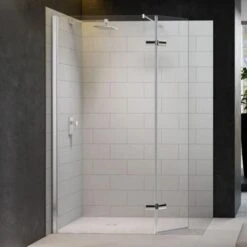 Merlyn 8 Series Showerwall With Hinged Swivel Panel Including Merlyn Mstone Tray 1200 X 900mm - M8SW1100HB