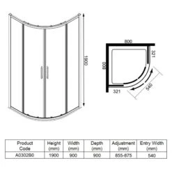 Merlyn Ionic Express 2 Door Quadrant Shower Enclosure 900mm - A0302B0 11 Merlyn Ionic Express 2 Door Quadrant Shower Enclosure 900mm - A0302B0 -Bliss Bath Shop m e merlyn a0302b0 dimensions