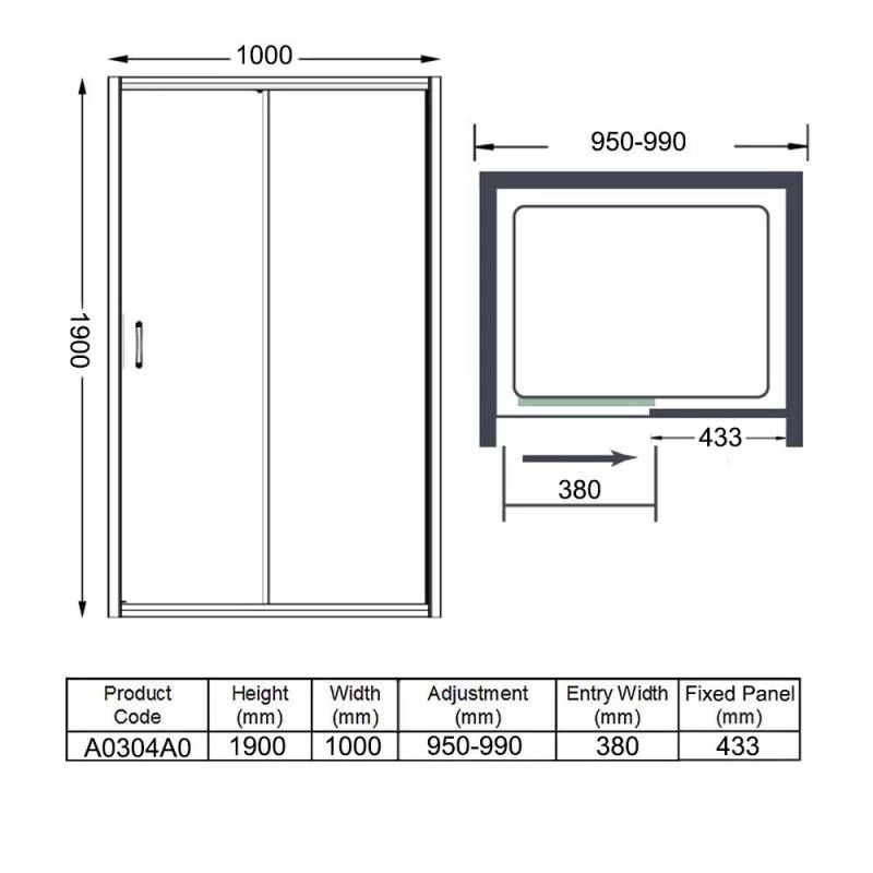 Merlyn Ionic Express Sliding Shower Door 1000mm - A0304A0 7 Merlyn Ionic Express Sliding Shower Door 1000mm - A0304A0 - Image 5