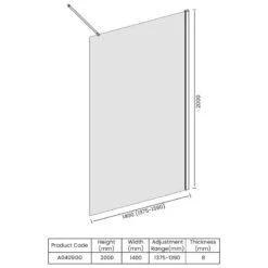 Merlyn Ionic Showerwall Wetroom Panel 1400mm - A0409G0 7 Merlyn Ionic Showerwall Wetroom Panel 1400mm - A0409G0 -Bliss Bath Shop m e merlyn a0409g0 dimensions