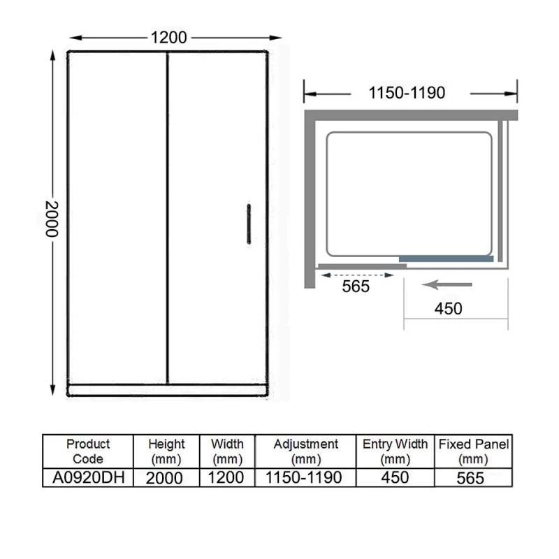 Merlyn 8 Series Frameless Sliding Shower Door 1200mm - A0920DH 6 Merlyn 8 Series Frameless Sliding Shower Door 1200mm - A0920DH - Image 4