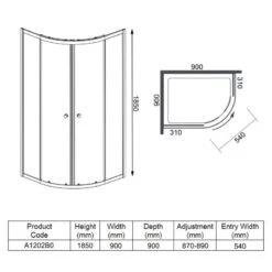 Merlyn Ionic Source 2 Door Quadrant Shower Enclosure 900mm - A1202B0 7 Merlyn Ionic Source 2 Door Quadrant Shower Enclosure 900mm - A1202B0 -Bliss Bath Shop m e merlyn a1202b0 dimensions