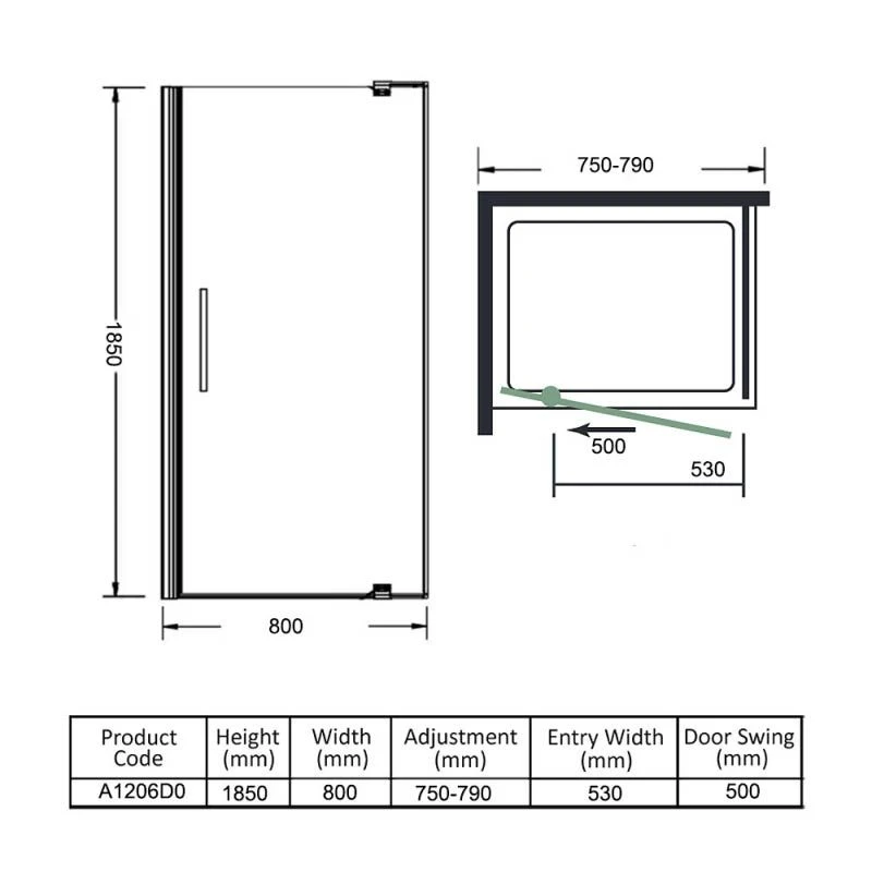 Merlyn Ionic Source Pivot Shower Door 800mm - A1206D0 6 Merlyn Ionic Source Pivot Shower Door 800mm - A1206D0 - Image 4