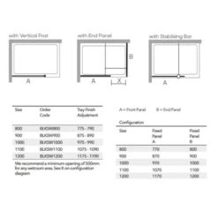 Merlyn Black Frameless Wetroom Panel 1200mm Showerwall - BLKSW1200 -Bliss Bath Shop m e merlyn black frameless wetroom panel blksw dimensions