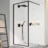 Merlyn Black Framed Wetroom Shower Wall Panel 800mm - BLKFSW80 1 Merlyn Black Framed Wetroom Shower Wall Panel 800mm - BLKFSW80 -Bliss Bath Shop m e merlyn framed shower wall