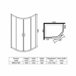 Merlyn MBOX 2 Door Offset Quadrant Shower Enclosure 1200 X 800mm - MB2Q1280 -Bliss Bath Shop m e merlyn mb2q1280