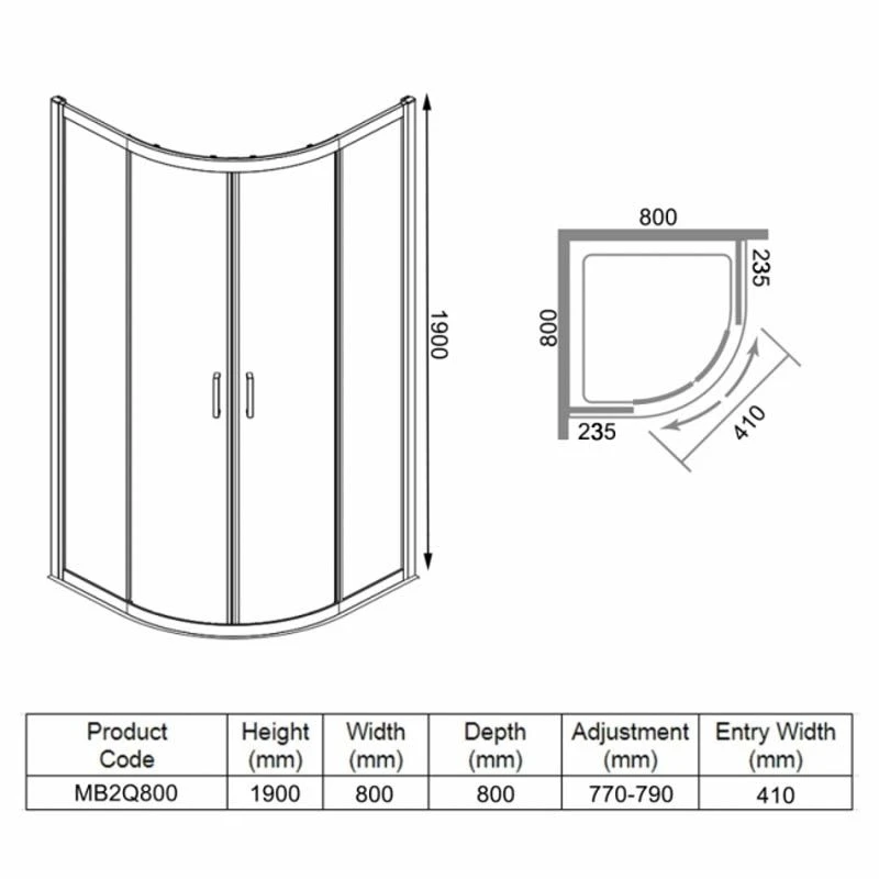 Merlyn MBOX 2 Door Quadrant Shower Enclosure 800mm - MB2Q800 7 Merlyn MBOX 2 Door Quadrant Shower Enclosure 800mm - MB2Q800 - Image 5