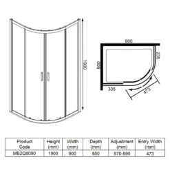 Merlyn MBOX 2 Door Offset Quadrant Shower Enclosure 900 X 800mm - MB2Q8090 -Bliss Bath Shop m e merlyn mb2q8090
