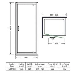 Merlyn MBOX 900mm Pivot Shower Door - MBP900 -Bliss Bath Shop m e merlyn mbp900 dimensions