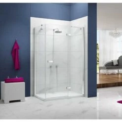 Merlyn Ionic Essence Frameless Hinge & Inline Shower Door 1200+mm - A0111GF -Bliss Bath Shop m e merlyn a0111gf lifestyle