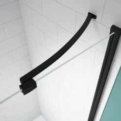 Merlyn Black Hinge And Inline Shower Door 900+mm - BLKH900SP -Bliss Bath Shop m e merlynblackbracingbracket 1
