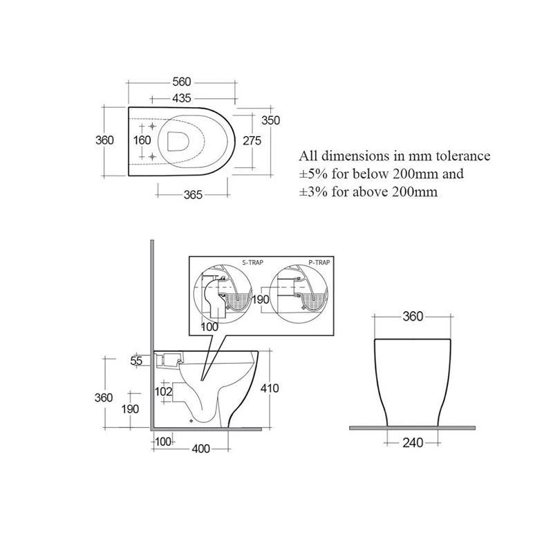 RAK Ceramics Moon Rimless Back To Wall WC Pan - Alpine White - MOONBTWPAN-R 4 RAK Ceramics Moon Rimless Back To Wall WC Pan - Alpine White - MOONBTWPAN-R - Image 2