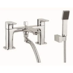 Britton My Home Brassware Bath Shower Mixer With Hose And Handset - Chrome - MYBSM2THC