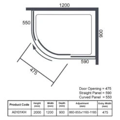 Merlyn Ionic Essence 1 Door Offset Quadrant Shower Enclosure 1200 X 900mm Left Hand - A0101KH -Bliss Bath Shop merlyn a0101kh dimensions