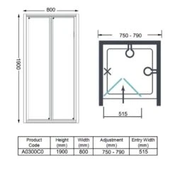 Merlyn Ionic Express Bifold Shower Door 800mm - A0300C0 13 Merlyn Ionic Express Bifold Shower Door 800mm - A0300C0 -Bliss Bath Shop merlyn a0300c0 dimensions