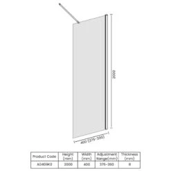 Merlyn Ionic Showerwall Wetroom Glass Panel 400mm A0409K0 -Bliss Bath Shop merlyn a0409k0 dimensions
