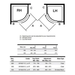 Merlyn 10 Series 1 Door Quadrant Shower Enclosure Left Hand 900mm - M103221CL 9 Merlyn 10 Series 1 Door Quadrant Shower Enclosure Left Hand 900mm - M103221CL -Bliss Bath Shop merlyn m103221cl dimensions