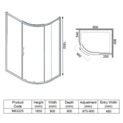 Merlyn 6 Series 1 Door Quadrant Shower Enclosure 900mm - M63225 -Bliss Bath Shop merlyn m63225 dimensions