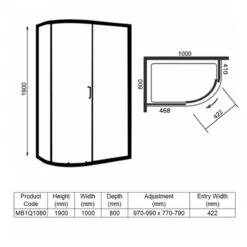 Merlyn MBOX 1 Door Offset Quadrant Shower Enclosure 1000 X 800mm - MB1Q1080 -Bliss Bath Shop merlyn mbox 1 door offset quadrant shower enclosure dimensions 2