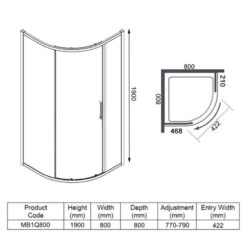 Merlyn MBOX 1 Door Quadrant Shower Enclosure 800mm - MB1Q800 -Bliss Bath Shop merlyn mbox 1 door quadrant shower enclosure dimensions