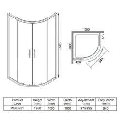 Merlyn 8 Series 2 Door Quadrant Shower Enclosure With Tray 1000 X 1000mm - MS83231 5 Merlyn 8 Series 2 Door Quadrant Shower Enclosure With Tray 1000 X 1000mm - MS83231 -Bliss Bath Shop merlyn ms83231 dimensions