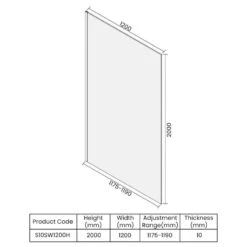 Merlyn 10 Series Shower Wall With Wall Profile & Stabilising Bar 1200mm - S10SW1200H -Bliss Bath Shop merlyn s10sw1200h dimensions
